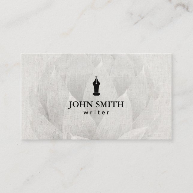 Freelance Writer Elegant White Floral Business Card (Front)