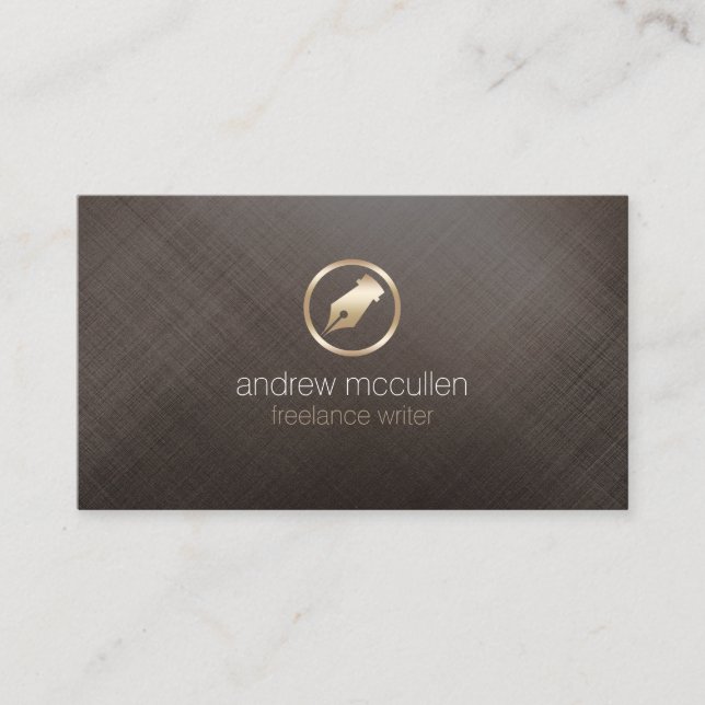 Freelance Writer Gold Pen NIb Icon Publishing Business Card (Front)