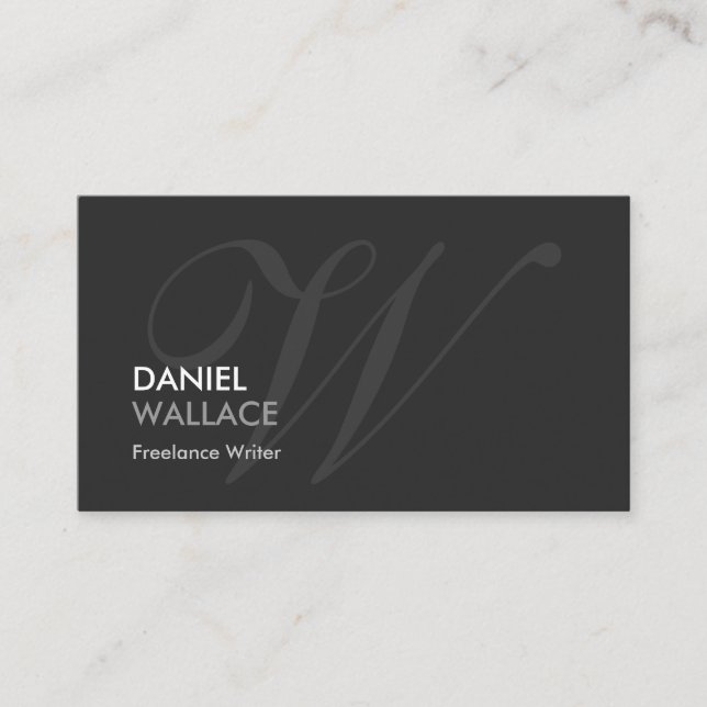 Freelance Writer - Modern Swash Monogram Business Card (Front)