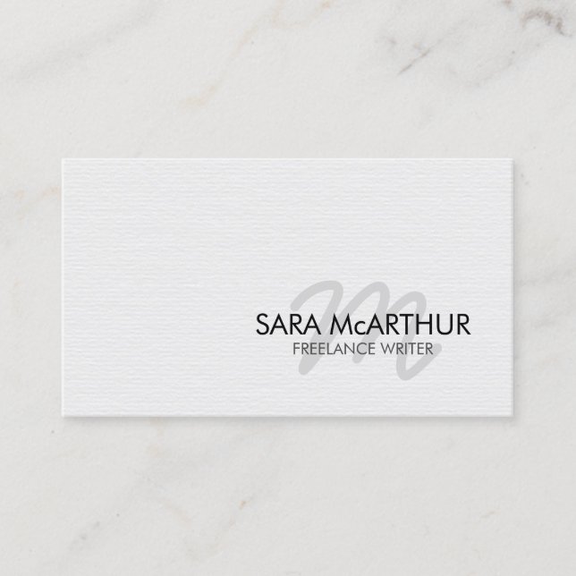 Freelance Writer Monogram Business Card (Front)