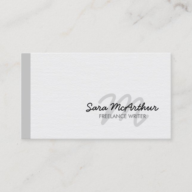 Freelance Writer Monogram Business Card (Front)