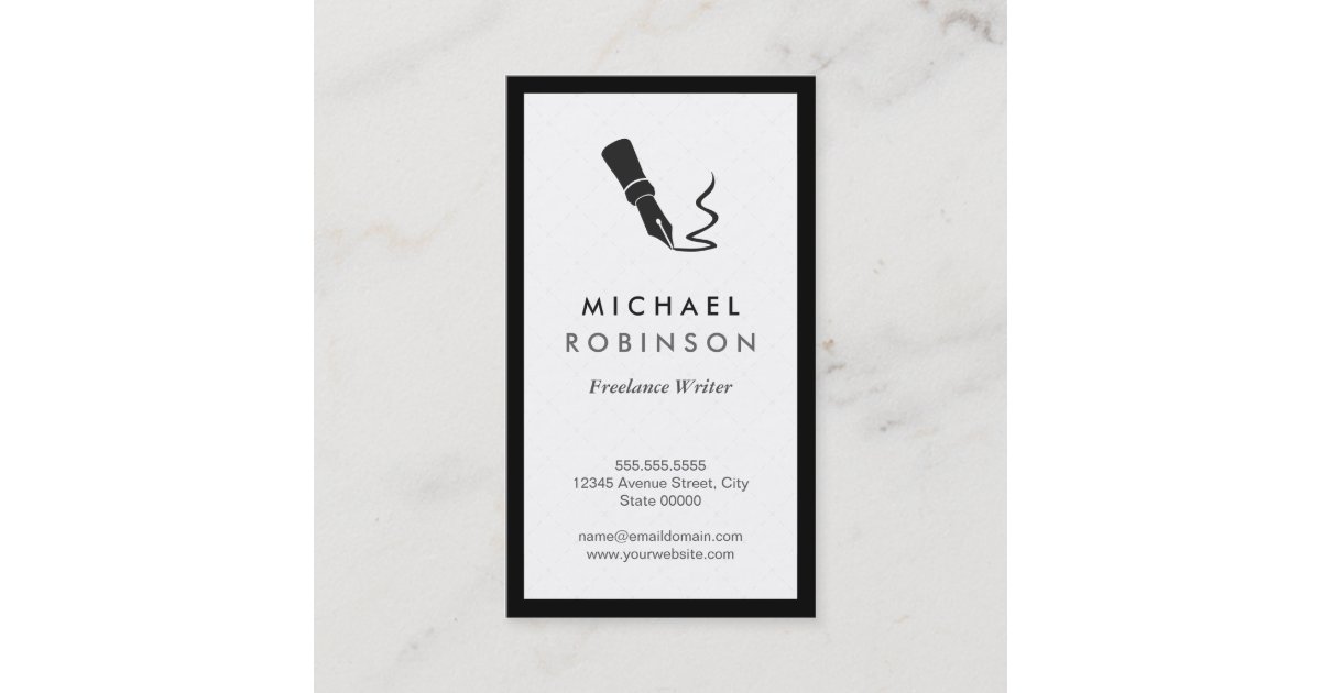 Freelance Writer Pen Logo Retro Black And White Business Card Zazzle Com Freelance Writer Pen Logo Retro Black And White Business Card Zazzle Com
