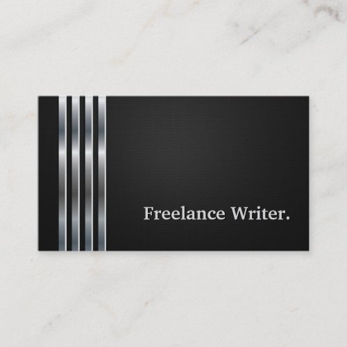 Freelance Writer Professional Black Silver Business Card
