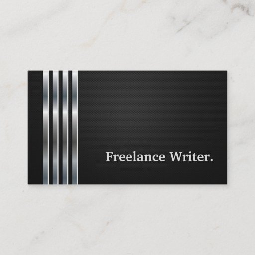 Customizable Freelance Writer Professional Black Silver Business Card Template