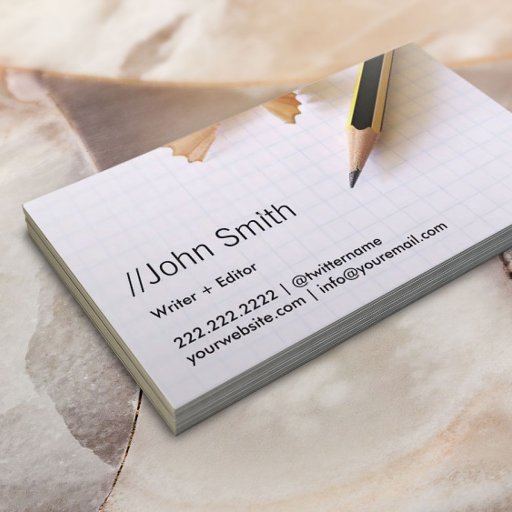 Customizable Clean Sharp Pencil Writer/Editor Business Card
