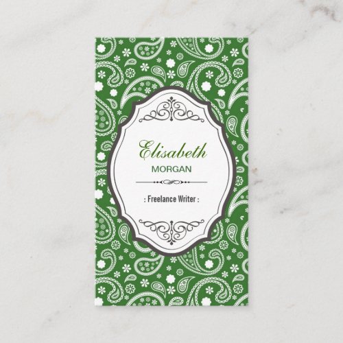 Freelance Writer - Retro Paisley Pattern Business Card