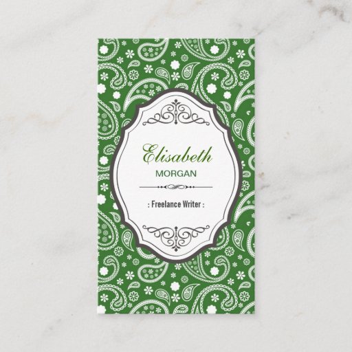 Customizable Freelance Writer - Retro Paisley Pattern Business Card