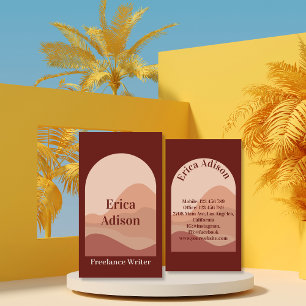 Freelance Writer Terracotta Abstract Boho Business Card