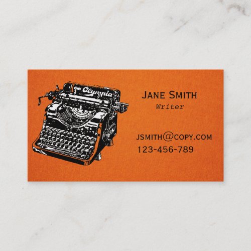Freelance writer typewriter design stylish business card