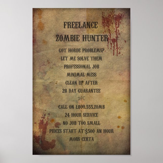 Freelance Zombie Hunter Poster (Front)