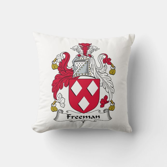 Freeman Family Crest Throw Pillow (Front)