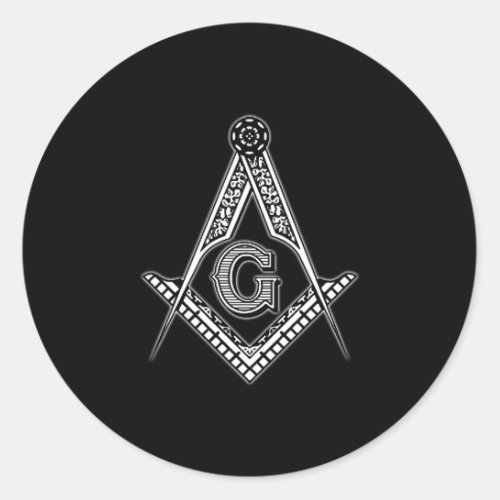 Freemason Black Classic Round Sticker
