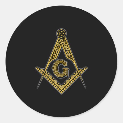 Freemason Black  Gold Classic Round Sticker