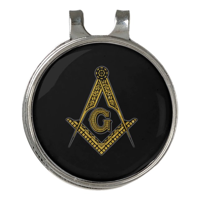 Freemason (Black & Gold) Golf Hat Clip (Front)