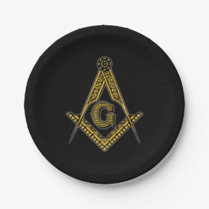 Freemason (Black & Gold) Paper Plates