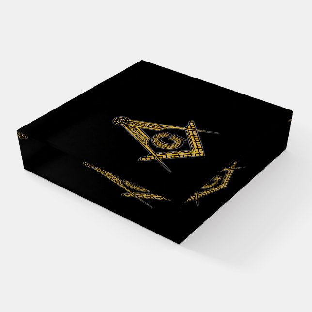Freemason (Black & Gold) Paperweight (Angled)