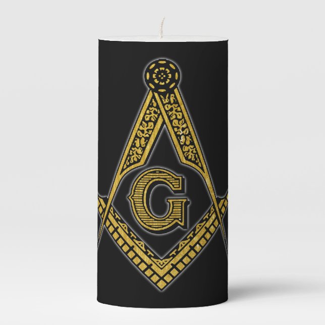 Freemason (Black & Gold) Pillar Candle (Front)