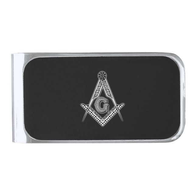 Freemason (Black) Silver Finish Money Clip (Front)