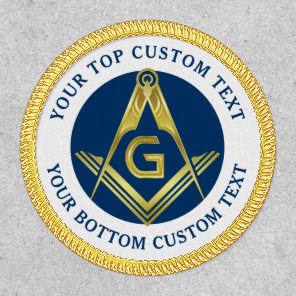 Freemason Blue Gold Square and Compass Masonic Patch