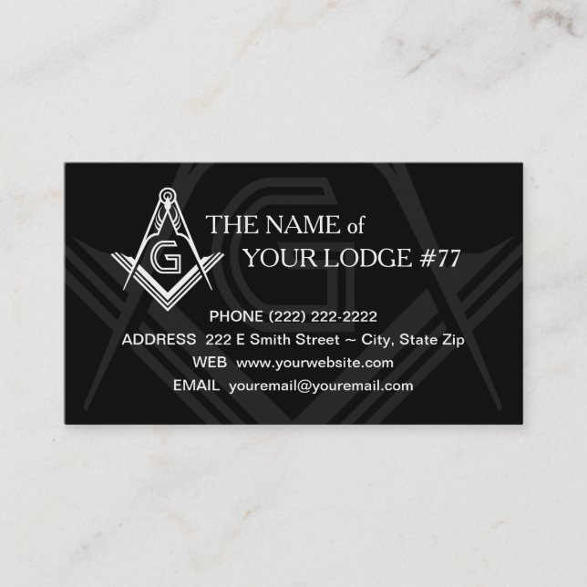 Freemason Business Card - Masonic Custom Card (Front)