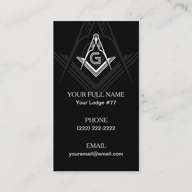 Freemason Business Card Templates | Masonic Cards (Front)