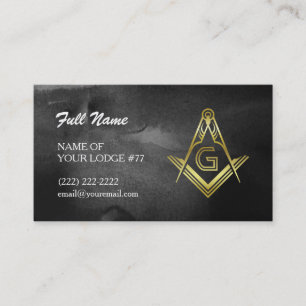 Freemason Business Cards Black & Gold Watercolor