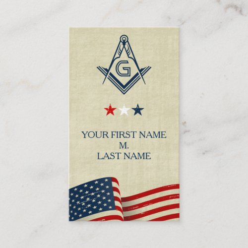 Freemason Business Cards  Old Glory American Flag