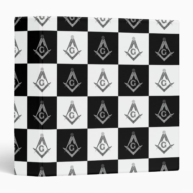 Freemason Checkered Pattern 3 Ring Binder (Front/Spine)