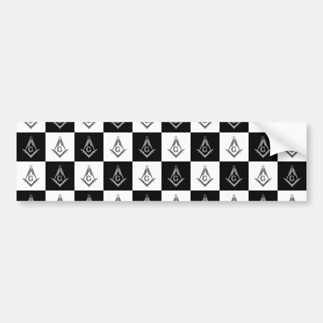Freemason Checkered Pattern Bumper Sticker (Front)