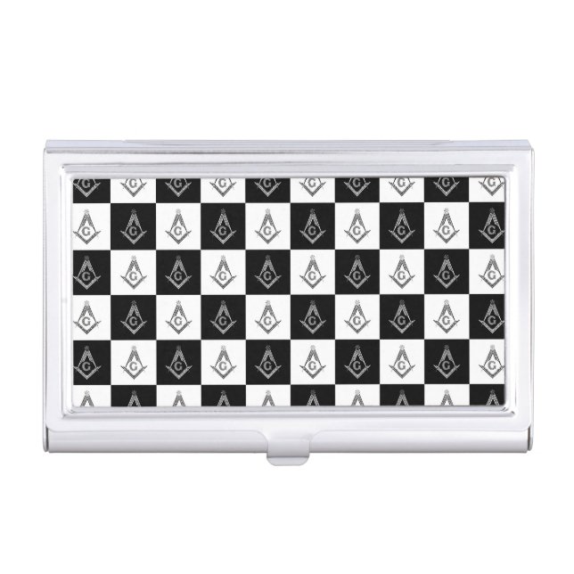 Freemason Checkered Pattern Business Card Case (Front)
