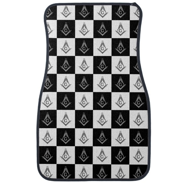 Freemason Checkered Pattern Car Floor Mat (Front)