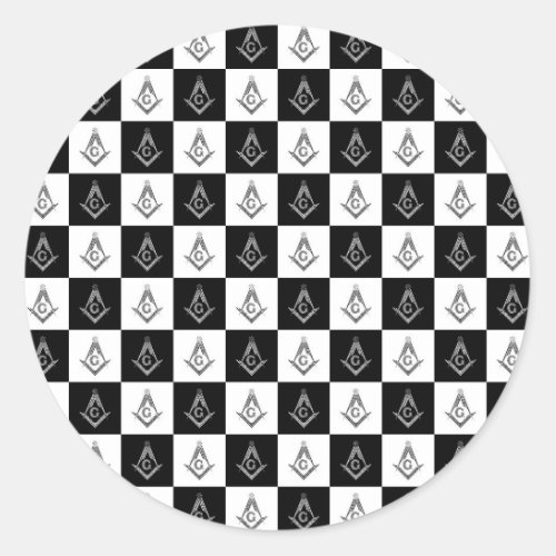 Freemason Checkered Pattern Classic Round Sticker