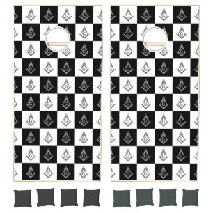 Freemason Checkered Pattern Cornhole Set