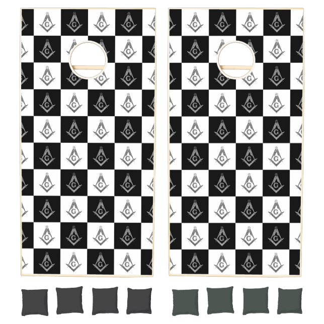 Freemason Checkered Pattern Cornhole Set (Set)