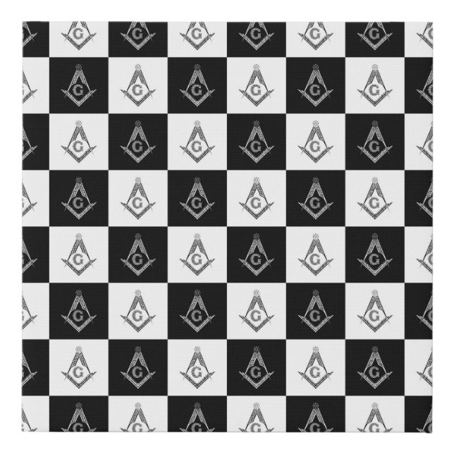 Freemason Checkered Pattern Faux Canvas Print (Front)