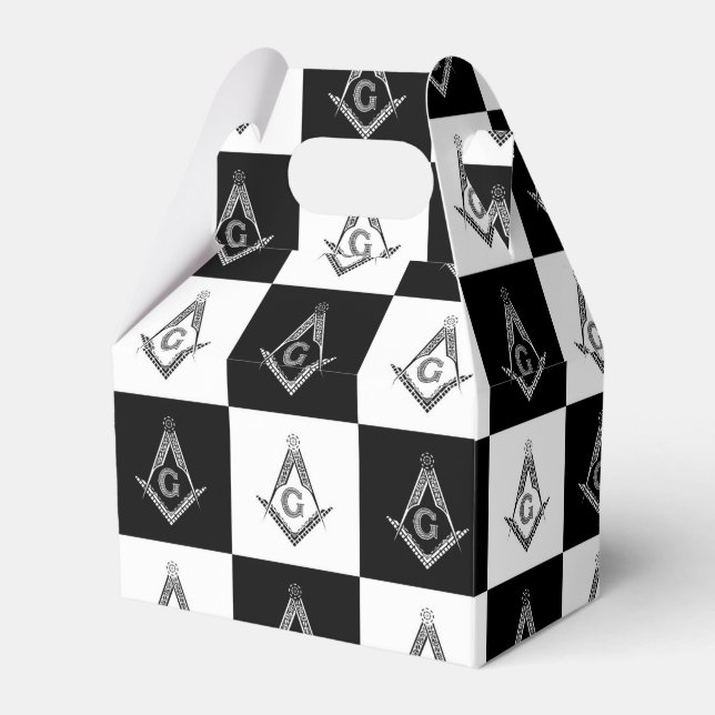 Freemason Checkered Pattern Favor Boxes (Front Side)