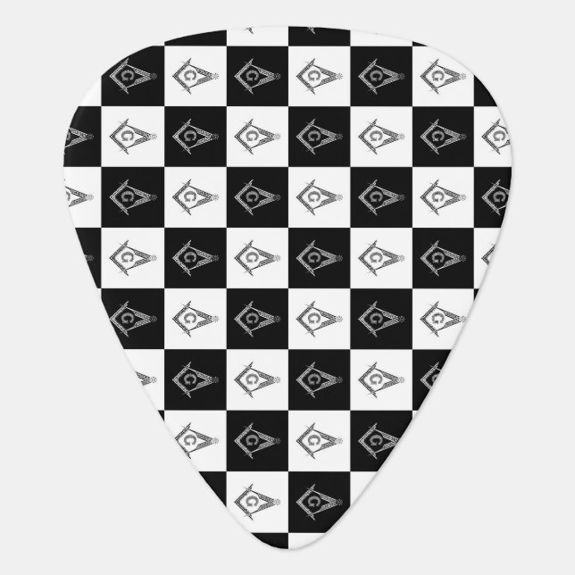 Freemason Checkered Pattern Guitar Pick (Front)