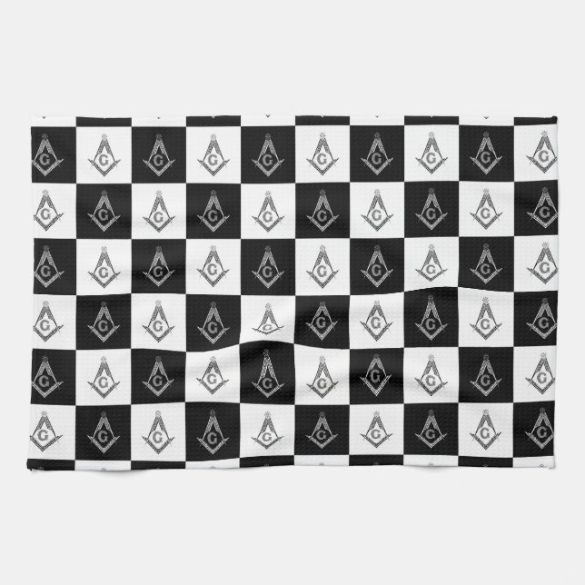 Freemason Checkered Pattern Kitchen Towel (Horizontal)