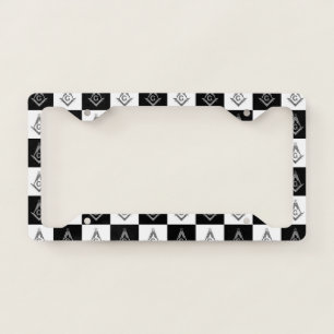 Freemason Checkered Pattern License Plate Frame
