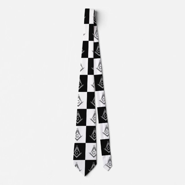 Freemason Checkered Pattern Neck Tie (Front)