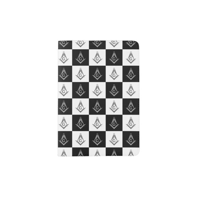 Freemason Checkered Pattern Passport Holder (Front)