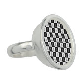 Freemason Checkered Pattern Ring (Side)