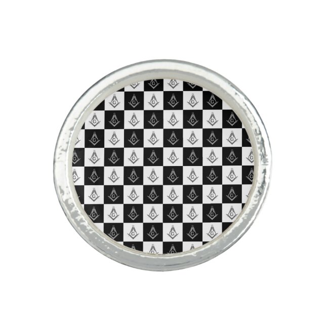 Freemason Checkered Pattern Ring (Front)