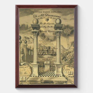 Freemason Diploma Award Plaque