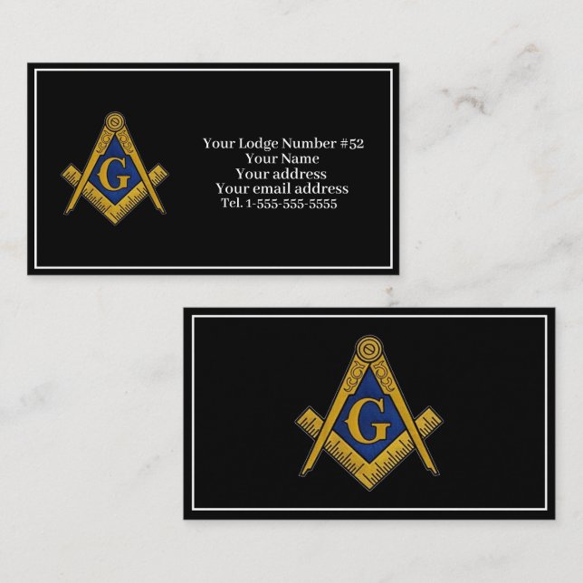 Freemason Freemasonry Symbol Masonic Black Business Card (Front/Back)