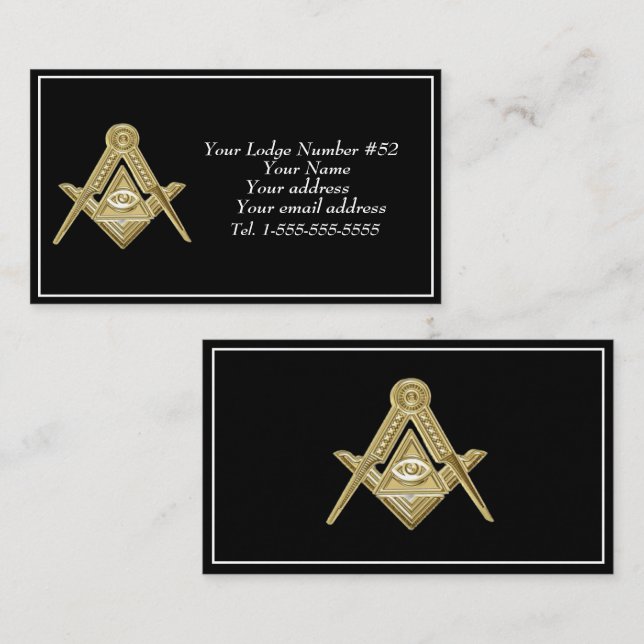 Freemason Freemasonry Symbol Masonic Black Business Card (Front/Back)