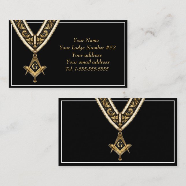 Freemason Freemasonry Symbol Masonic Black Gold Business Card (Front/Back)