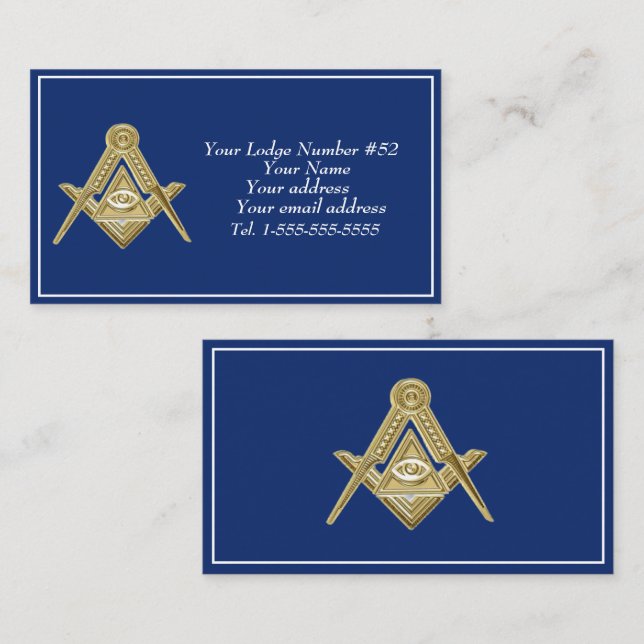 Freemason Freemasonry Symbol Masonic Blue Business Card (Front/Back)