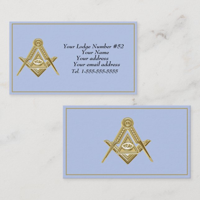 Freemason Freemasonry Symbol Masonic Blue Business Card (Front/Back)