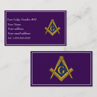 Freemason Freemasonry Symbol Masonic Purple Business Card